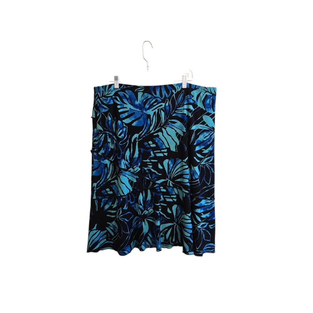 TanJay Petites Women's Pencil Skirt Size 16 Black Teal‎ Floral Print